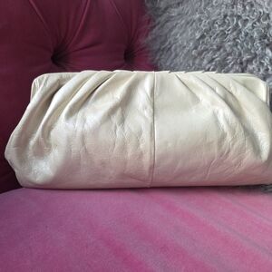 HOBO Cream Leather Clutch